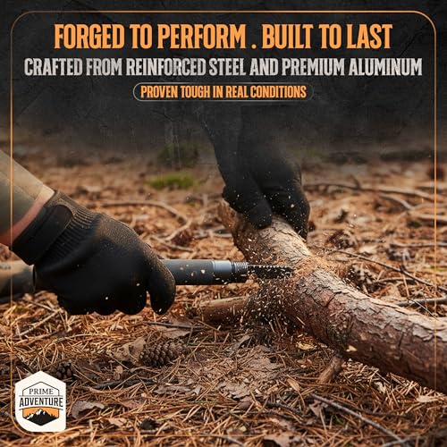 Prime Adventure 15-in-1 Tactical Survival Walking Stick & Hiking Staff – Heavy-Duty Collapsible Multitool for Camping, Hik...