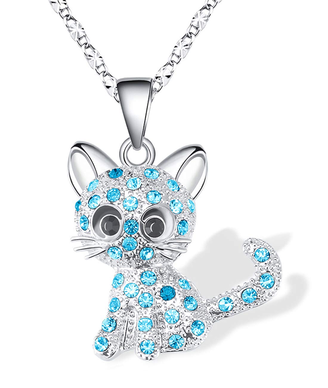Lanqueen Christmas Gifts Kitty Cat Pendant Necklace Jewelry for Girls Cat Lover Gifts Daughter Granddaughter Loved Necklace 18+2