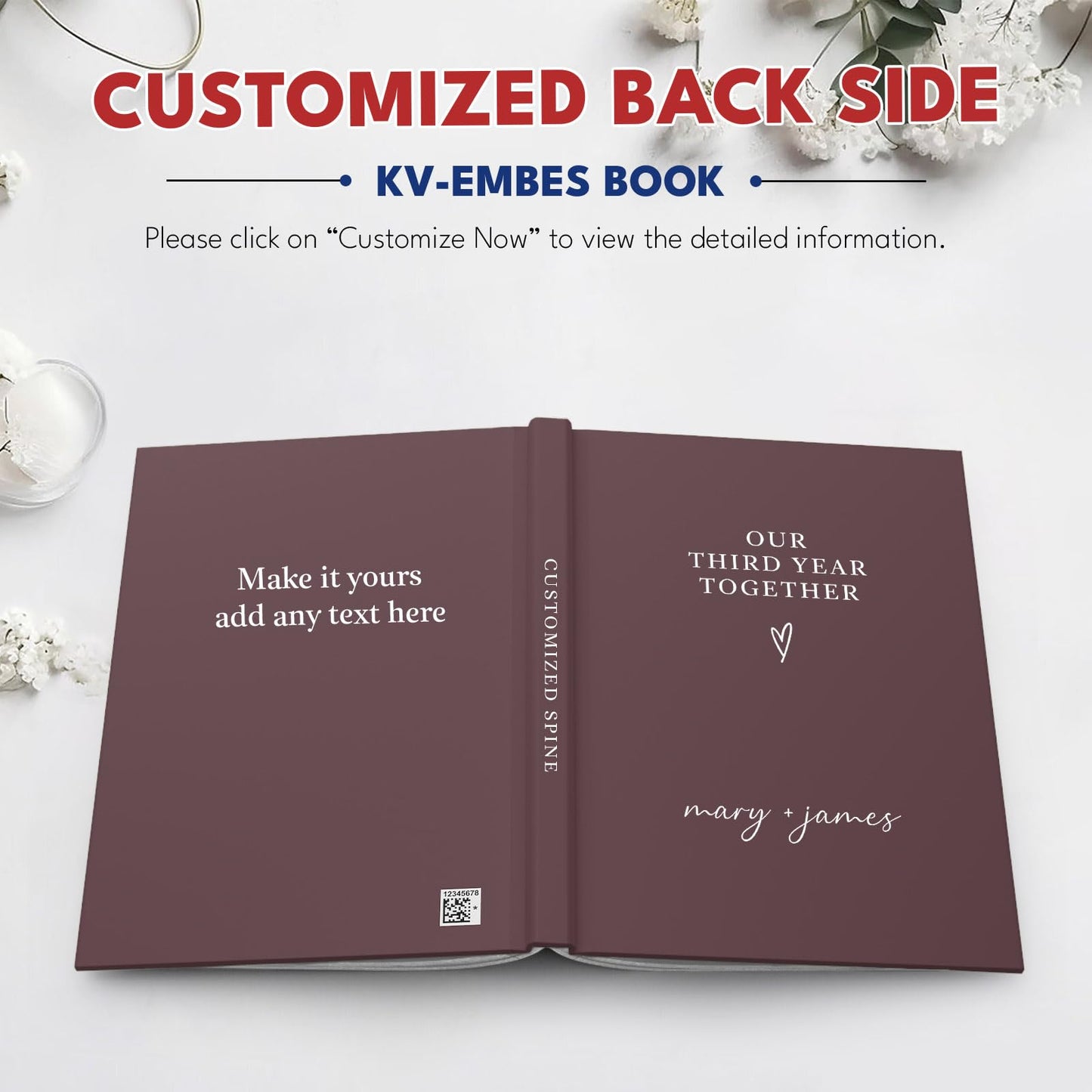 Personalized Couple Notebook – Custom Name, Spine & Back Cover – Paper Gift for Anniversary, Our First Year Together Journal, Couple Memory Keepsake, Bucket List Book, Wedding Gift Anniversary