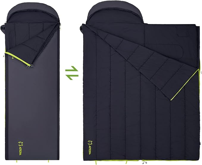 ATEPA Duck Down Sleeping Bag/Blanket for Backpacking, Ultralight Lightweight Rectangular Warm Weather Summer Compact Water...