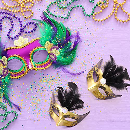 12 Pcs Mini Mardi Gras Masks, Small Masquerade Masks Bulk for Mardi Gras Party Decorations