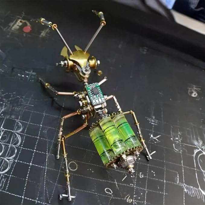 Steampunk Mechanical Ant Model Kit for Adults – 3D DIY Metal Insect Puzzle with Retro Brass Design, Collectible Robot Sculpture for Home & Office Decor, Gift for Hobbyists and Makers (Gatling Ant)