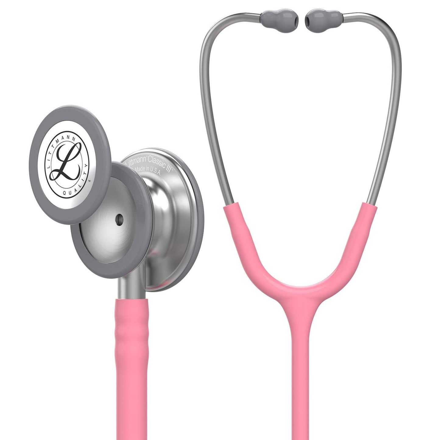 3M Littmann Classic III Monitoring Stethoscope, 5633, More Than 2X as Loud, Weighs Less, Stainless Steel Chestpiece, 27" Pearl Pink Tube