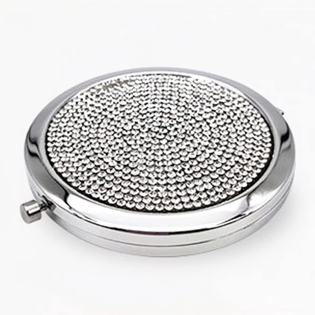Reazana 2pcs Magnifying Compact Mirrors 1X 2X Purse Pocket Makeup Mirror Folding Travel Mirrors Sturdy Metal with Diamonds Folda