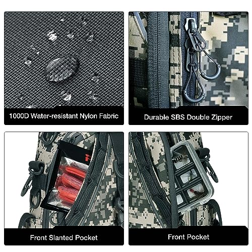 Piscifun Fishing Backpack with Rod Holder, Lightweight Sling Bag Storge Gear and Equipment