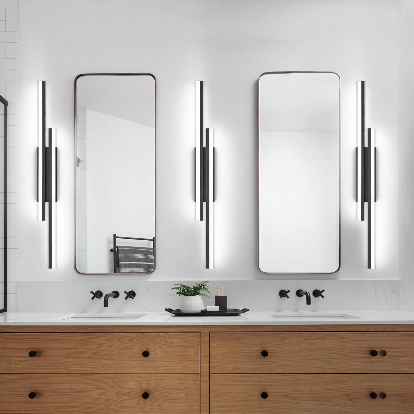 PRESDE 40 Inch LED Bathroom Vanity Light Bar, Modern Black Wall Lighting Fixture Over Mirror 5CCT
