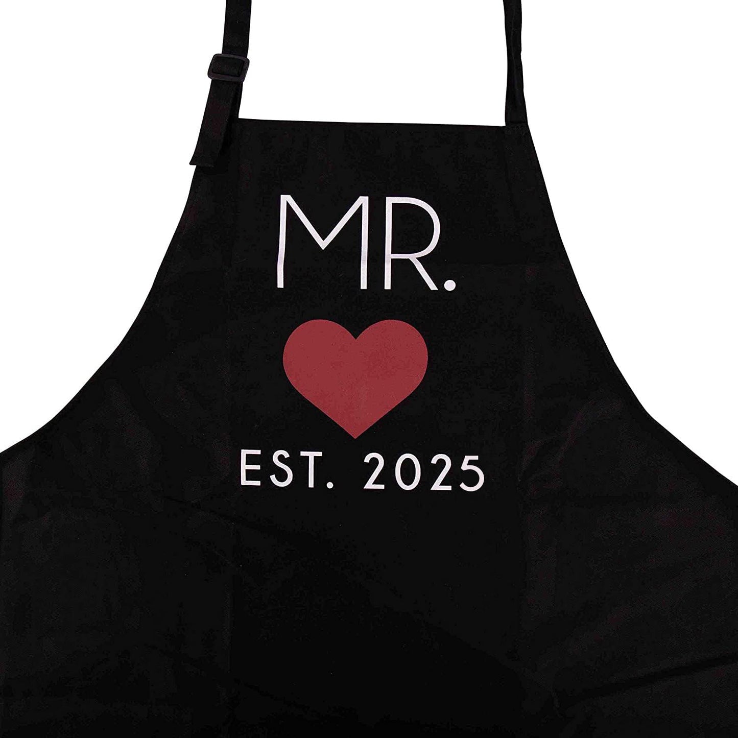 GSM Brands Mr. and Mrs. 2025 Couples Kitchen Aprons (2-Piece Set) Cute, Funny Cooking Bibs for Wedding Marriage Newlyweds