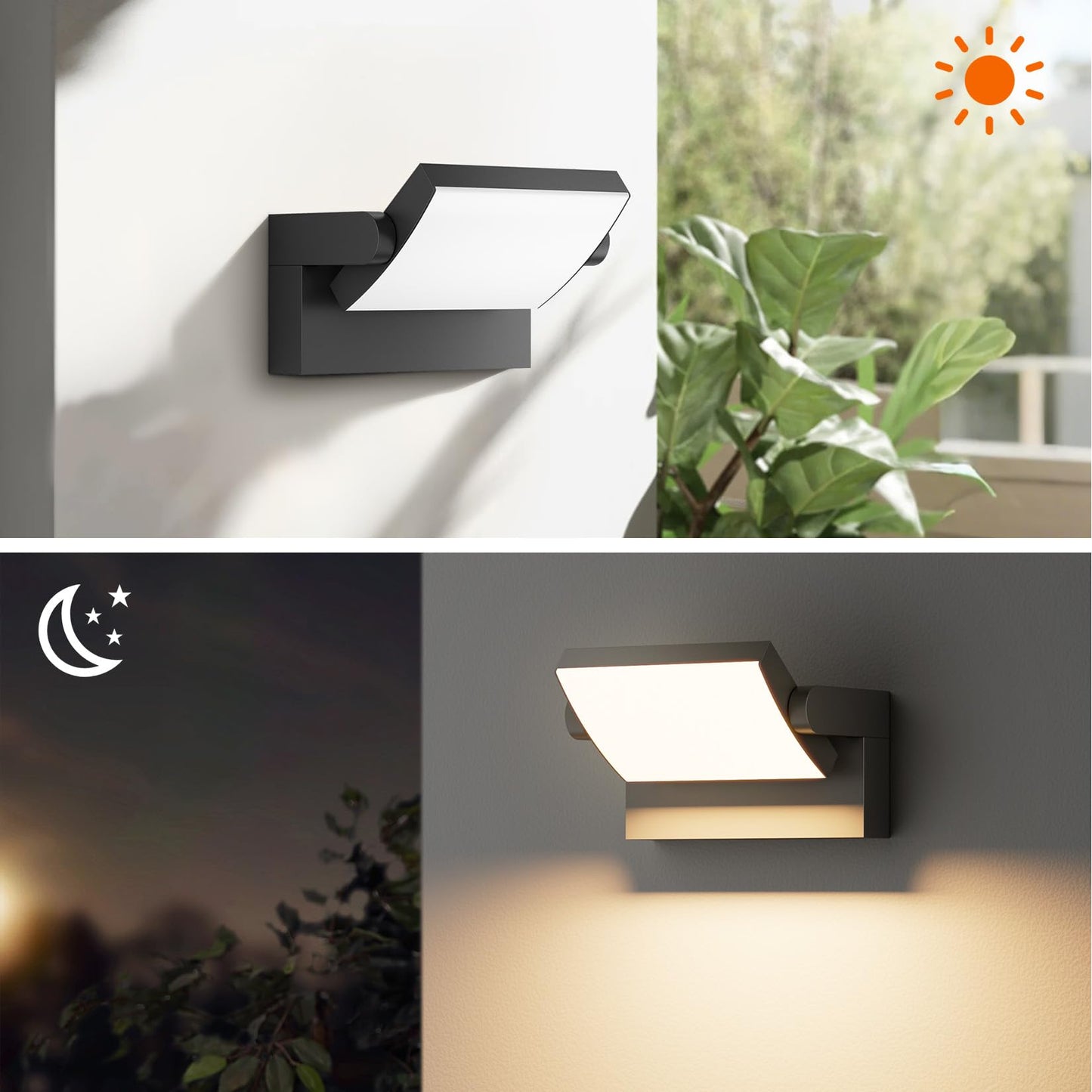lundwa 2 Pack Modern Outdoor Lights, 40W Black LED Exterior Light Fixture, 3000K Outdoor Wall Sconce, IP65 Waterproof Porch Lights for House