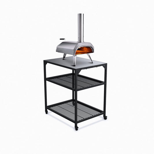 Ooni Medium Modular Table - 31x22x35" Pizza Oven Table Cart, Stainless Steel Pizza Oven Stand, Grill Barbecue Stand, Outdoor Table, Pizza Oven Accessories, Outdoor Pizza Oven Tables, Pizza Station
