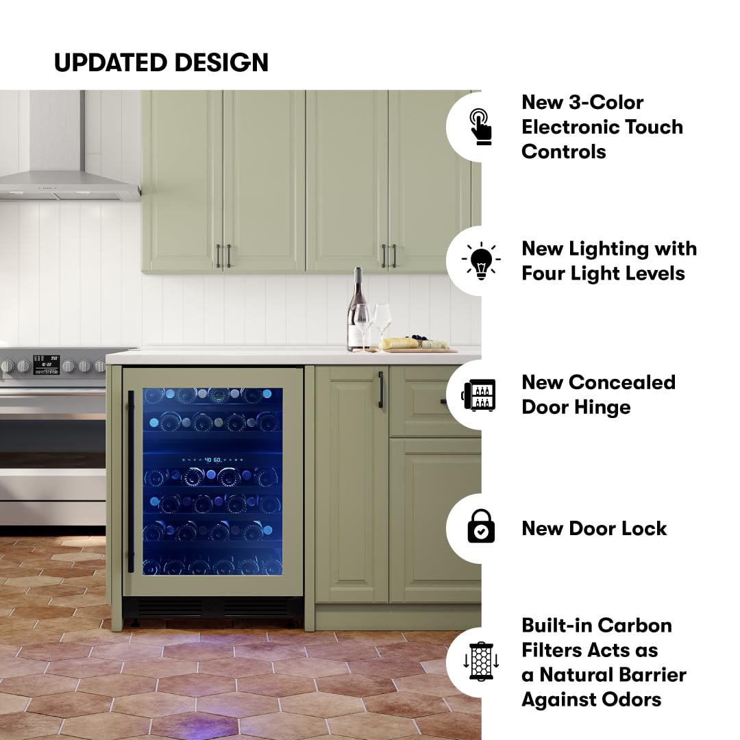 Zephyr Presrv 24 Inch Wine Fridge Dual Zone Panel Ready Under Counter - Wine Cooler Cellars Small Cabinet Wine Refrigerator Home Bar Chiller Freestanding ENERGY Star certified, 45 Bottles