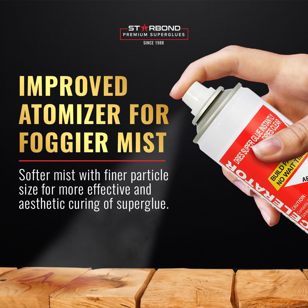 STARBOND Knot Filler System – 2 oz Black and 2 oz Brown Medium-Thick CA Glue with 6 oz Accelerator Spray – Instant Crack & Void Repair for Woodworking, Woodturning, Sandable Finish