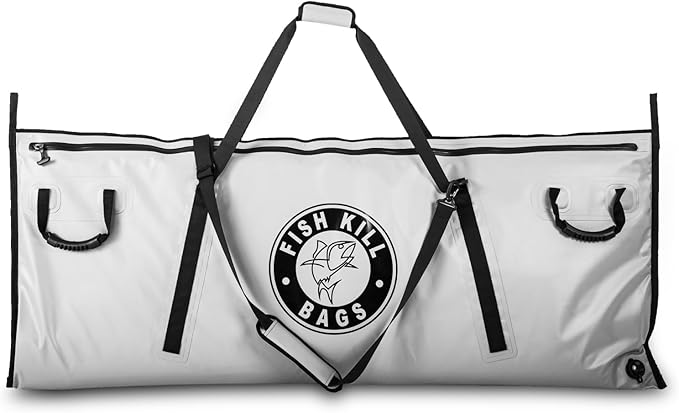 Fish Kill Bags Flat PVC Tarpaulin Insulated Fish Cooler Kill Bag for Fishing with Easy Grip and Carry Handles, 3 Sizes