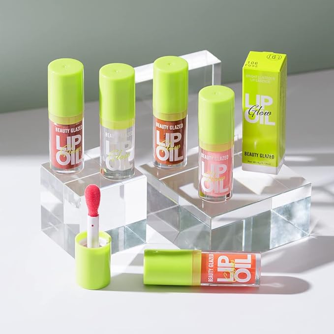 Beauty Glazed Big Brush Head Lip Oil, Ultra-Hydrating & Nourishing, Smooth Glossy Finish Glow Shiny and Vegan Tinted Gloss, Non-Sticky Formula (105# PASSION, 1) 0.14 Fl Oz