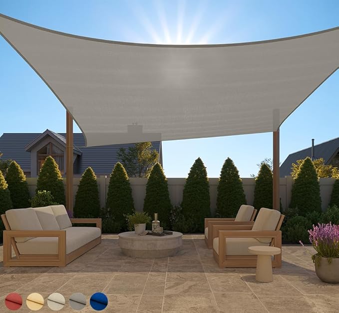 GORILLA GRIP Heavy Duty Sun Shade, UV Protection Fade Tear and Rust Resistant Rectangle Sunshade Canopy, Curved Edges Bloc...