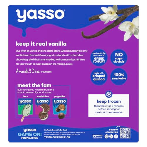 Yasso Frozen Greek Yogurt Bars Vanilla Chocolate Crunch Bars for a ridiculously creamy frozen snack Ridiculously creamy, m...