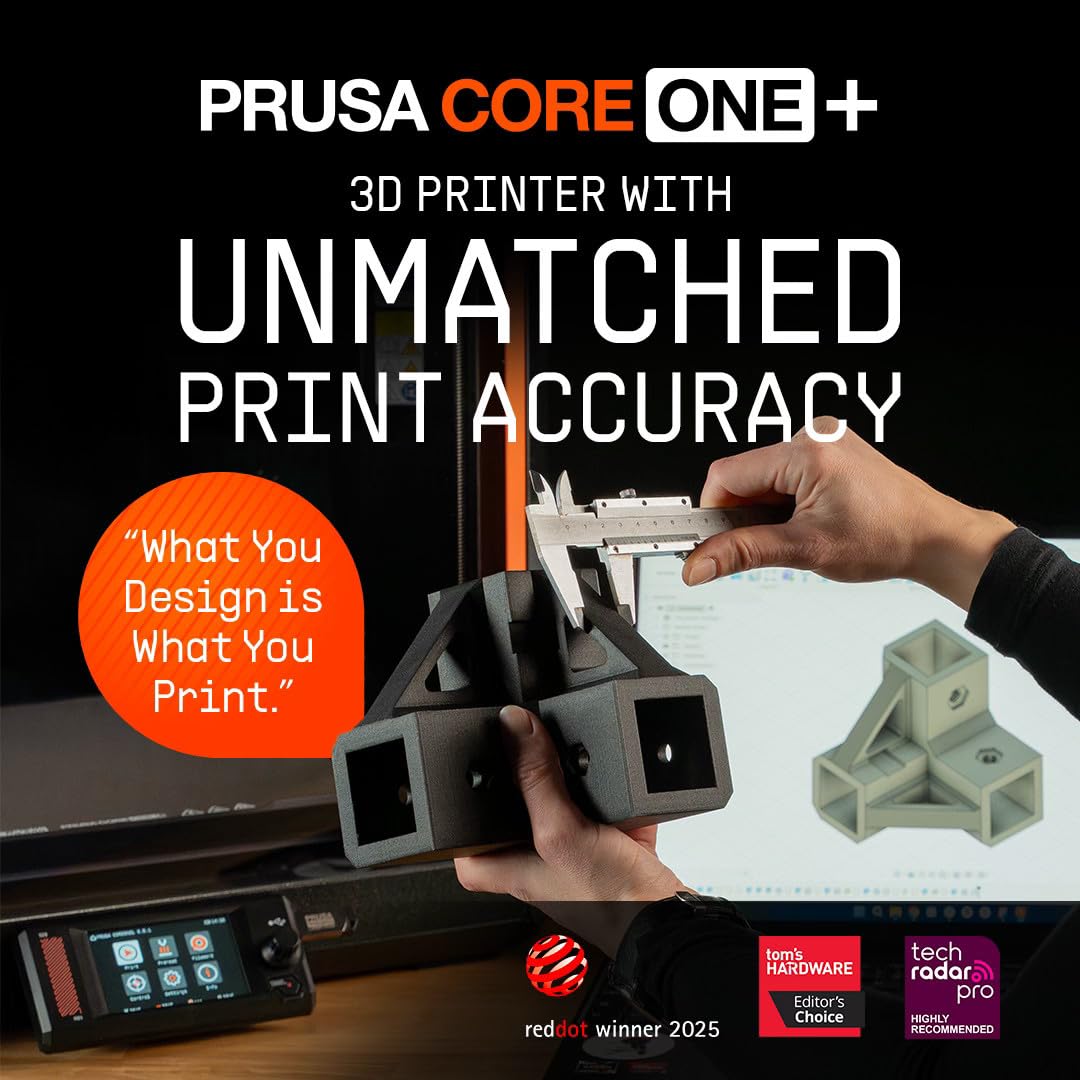 Original Prusa CORE One+ Full DYI 3D Printer Kit - for Home & Business - Professional & Beginner Friendly - Free HF Nozzle & Filament - Fast & Fully Enclosed - Large Print Area 9.8x8.6x10.6in