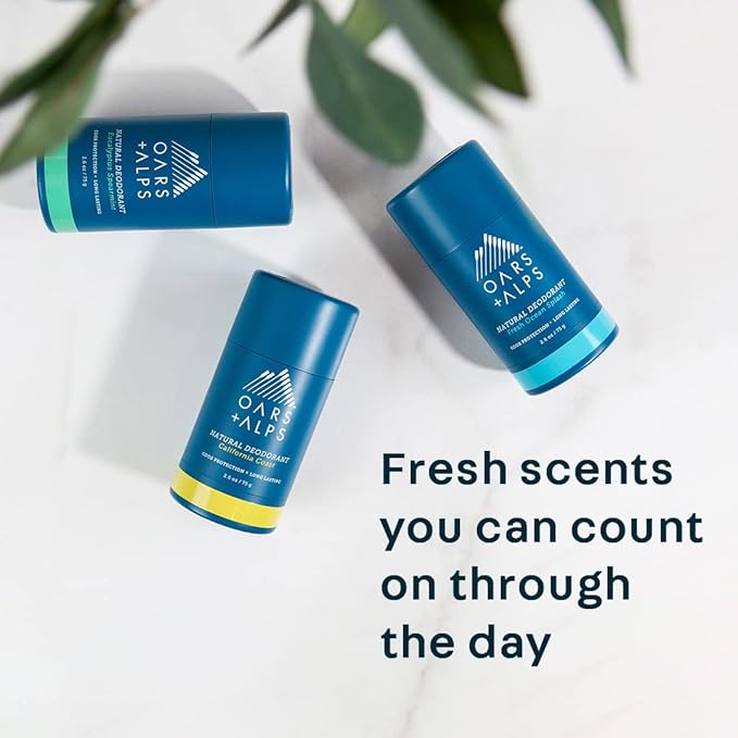 Oars + Alps Deodorant for Men & Women, Aluminum Free Deodorant for Men, Dermatologist Tested, Clean Ingredients, Non Toxic, Vegan, Long Lasting, Odor Protection, Fresh Ocean Splash, 1pk, 2.6oz