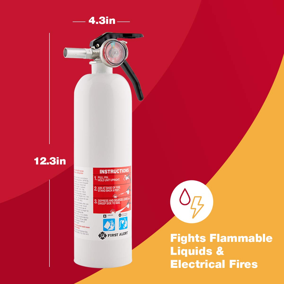 First Alert REC5 Recreation Fire Extinguisher, UL Rated 5-B:C, White, 1-Pack
