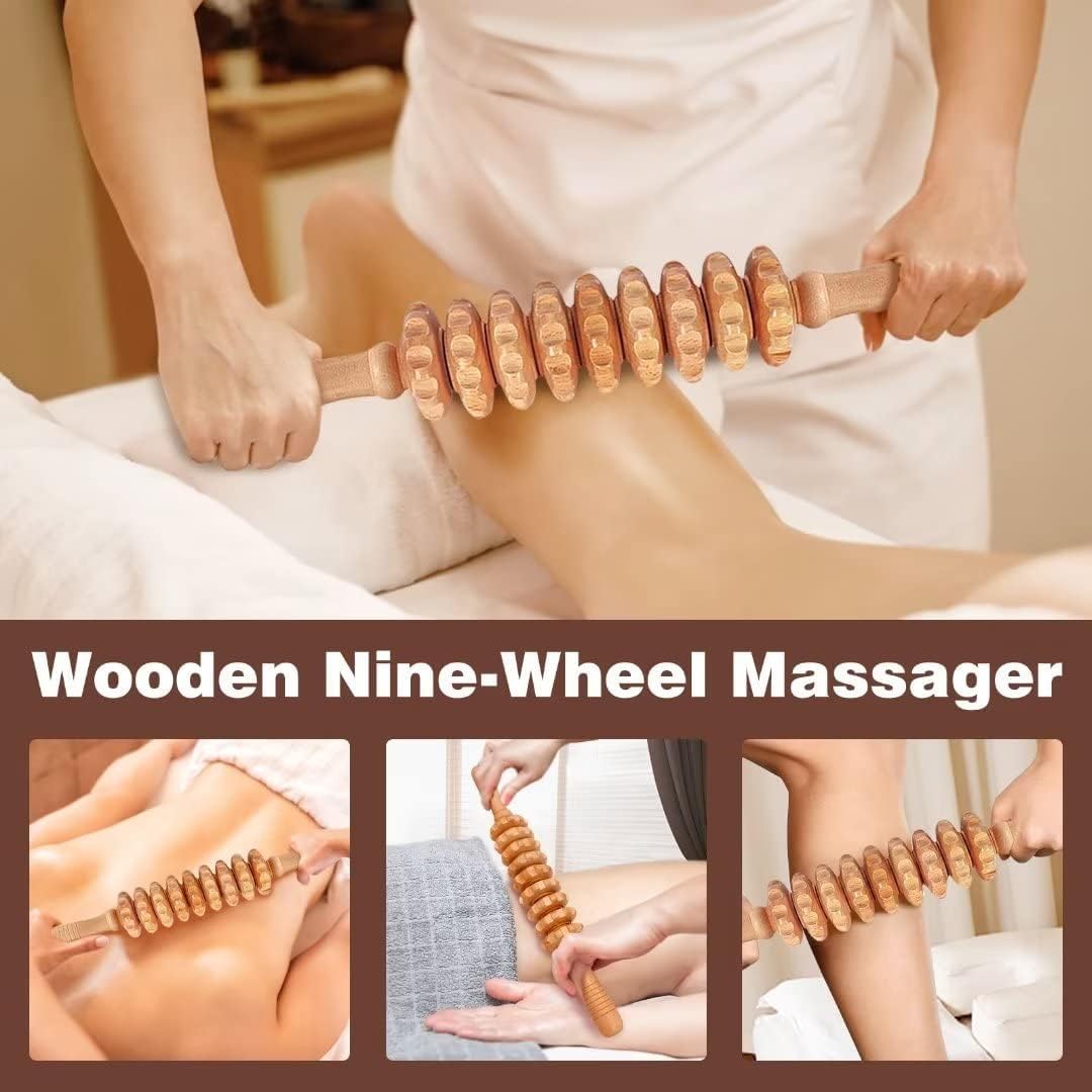10-in-1 Wood Therapy Massage Tools Massager Wooden Massager for Body Shaping Massage Tool Set Wood Therapy Tools for Relieving Muscle Pain Body Lymphatic Drainage Massager