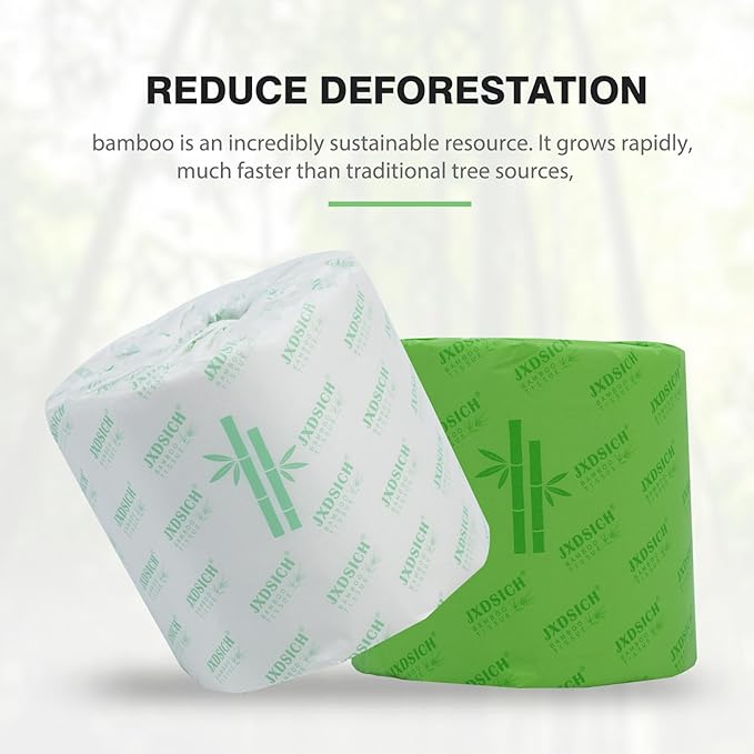 Bamboo Toilet tissue Paper, 3 Ply, Sustainable Toilet Tissue, 9 Rolls and 350 Sheets Per Roll - Septic Safe - Organic, Plastic Free, BPA and Chlorine Free