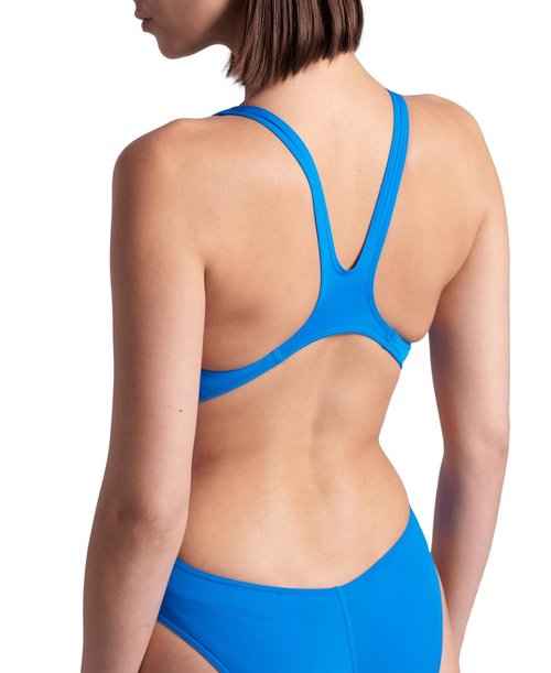 ARENA Women's Solid Team MaxLife Swimsuit Swim Tech Back One Piece Racing Bathing Suit Competition Training Swimwear, Blue River, US Size 34