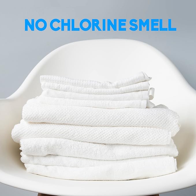 Laundry Whitener Sheets 60 count, Chlorine Free, Fragrance Free Bleach for White Clothes, Safe for Use in All Washing Machines