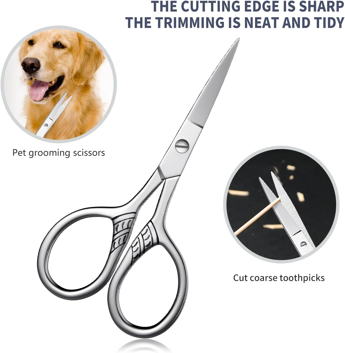 Stainless Steel Small Scissors with Textured Handle - All Purpose for Arts, Crafts, Sewing, Office & Kitchen, Sharp & Durable Cutting Tools -2Pcs