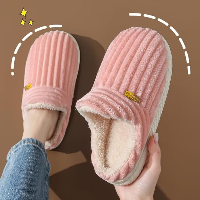 Unisex Fleece Slippers Men Women Warm Winter Indoor/Outdoor Shoes Comfortable Plush Casual Shoes