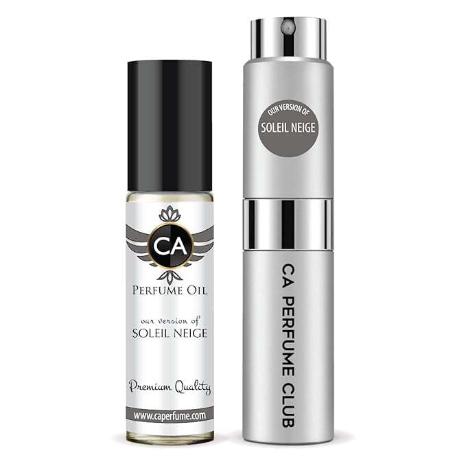 CA Perfume Duo Impression of Soleil Neige For Women And Men Perfume Layering Set Long Lasting Travel Size EDP + Body Oil Roll-On Bottle 0.27 Fl Oz+0.33 Fl Oz