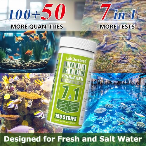 LabBestest Aquarium Test Strips - Aquarium Water Test Kit - 150 Fish Tank Testing Strips for Freshwater - Pond Water Teste...