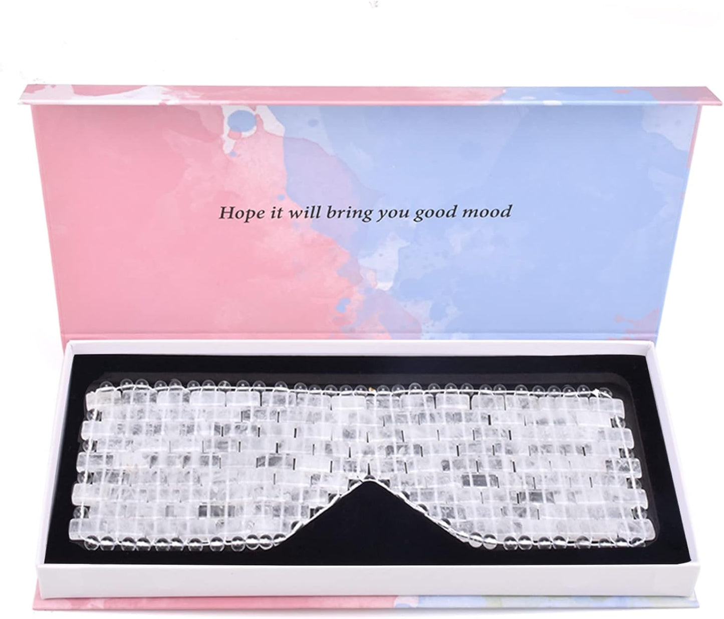 Jade Eye Mask Clear Quartz Cooling Jade Sleep Eye Mask 100% All Natural Soothe Stone Eye Mask