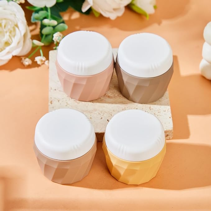 Travel Containers for Toiletries, Premium Silicone Cosmetic Cream Jars, TSA Approved Leak-Proof Refillable Travel Size Toiletries with Clear Bag for Cosmetic Face Body Cream (Apricot, 1OZ)