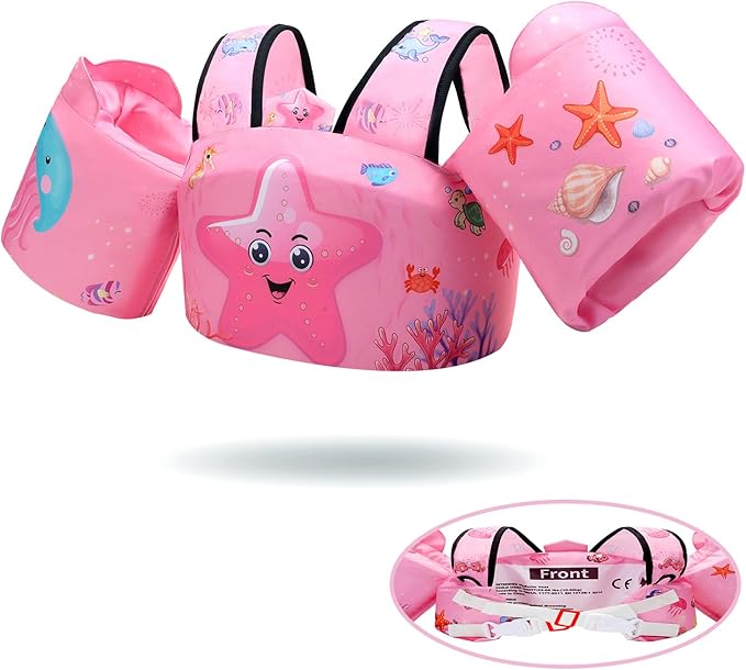Toddler Floaties Kids Swim Vest for 22-66 Pounds Boys-Girls Water Wings Kids Pool Floaties for 2-6 Years Old Child Swim Le...