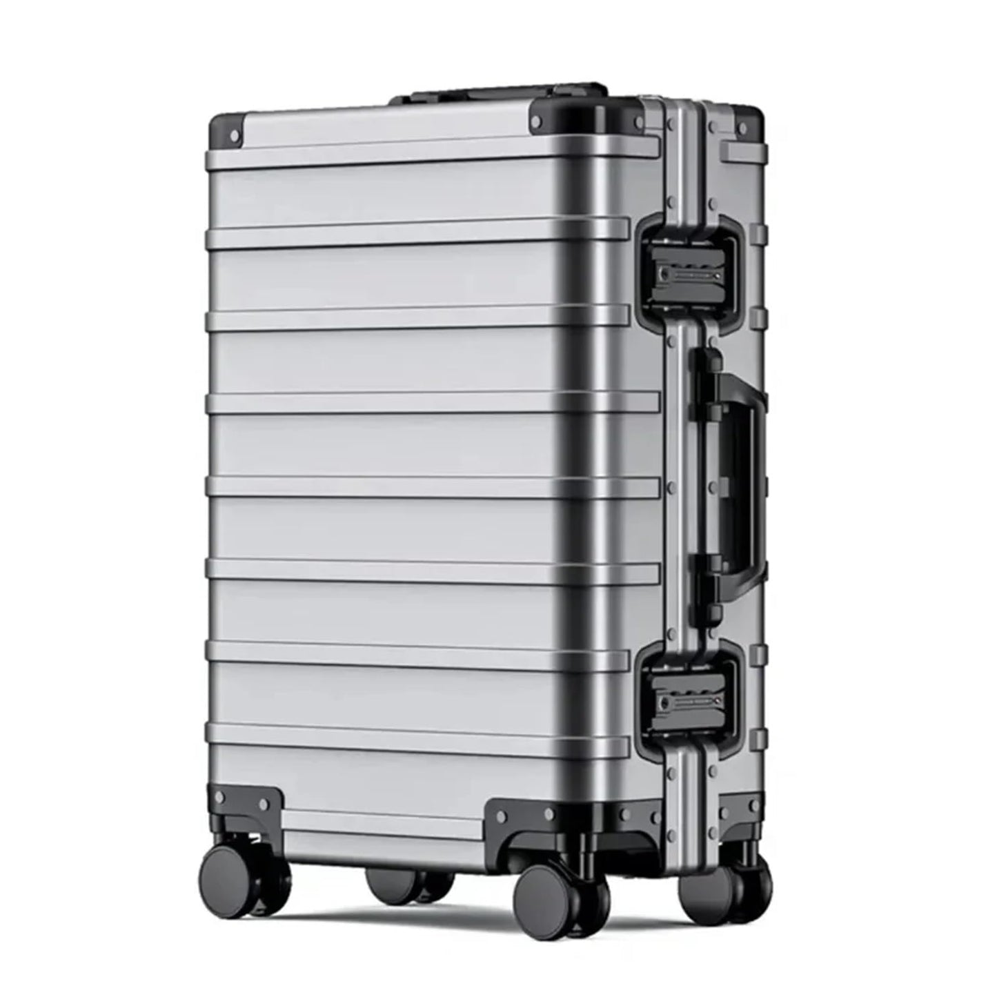 MUdson Trunk Aluminum Travel Luggage High End Fashion Trolley Suitcase Password Lock 20 Inch Boarding Box Luggage Durable (Color : Silver, Size : 29")