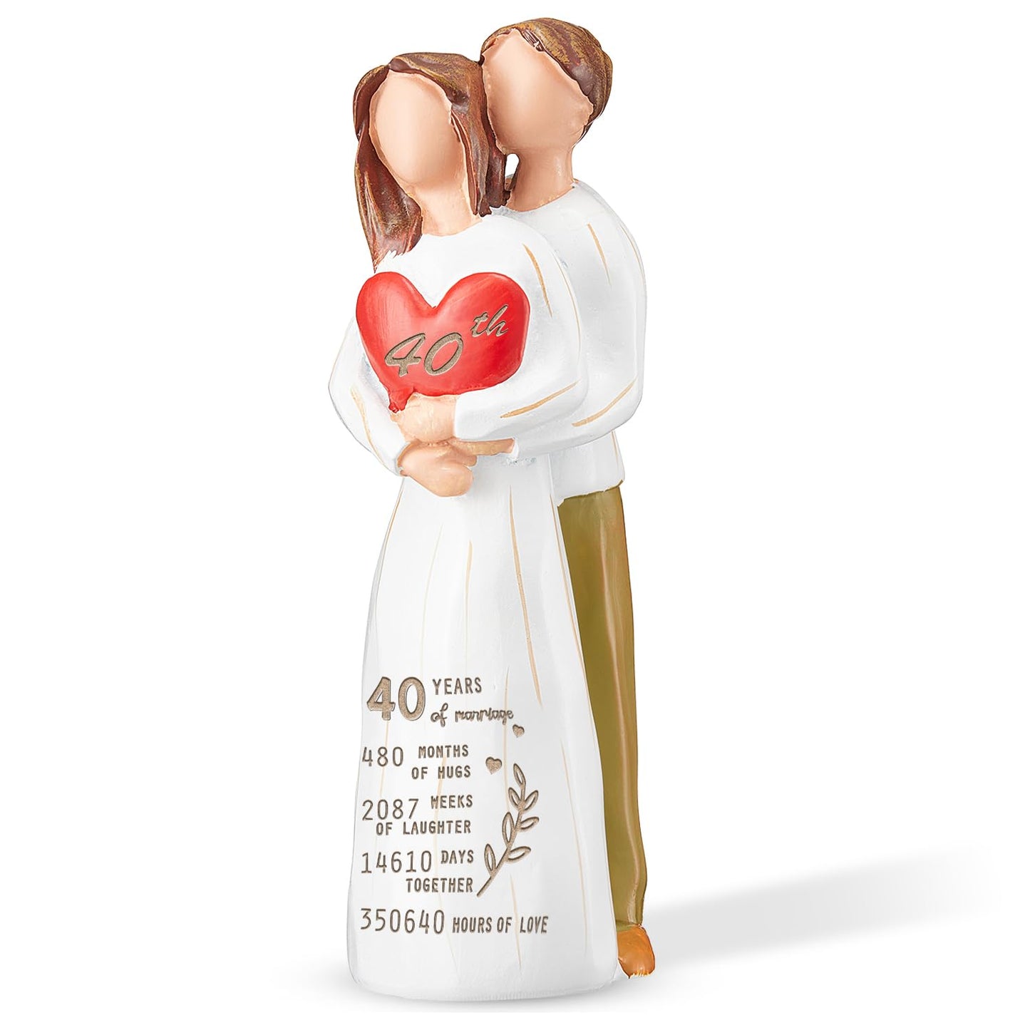 Hosetim 40th Anniversary Wedding Gifts for Couple,40th Anniversary Couple Figurine Gifts for Parents Wife Husband,Happy Ruby 40 Years of Marriage Hand-Painted Figure Gift for Him Her