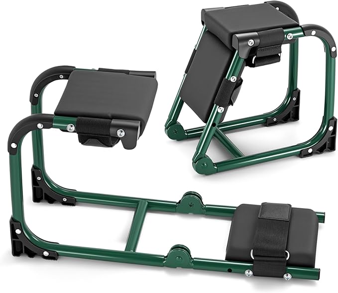 Tcoivs Ergonomic Knee Seat, Foldable 2-in-1 Garden Kneeler and Seat, with Adjustable Kneeling Pad and Soft Seat Cushion, Supports Up to 350 LBS