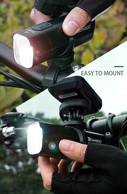 TOWILD DLite1800 Bike Lights for Night Riding,1800LM Dual Light Source System,Compatible with Garmin/GoPro Mount,5000mAh Rechargeable Battery,Waterproof Bike Front Light for Commuter Cyclists