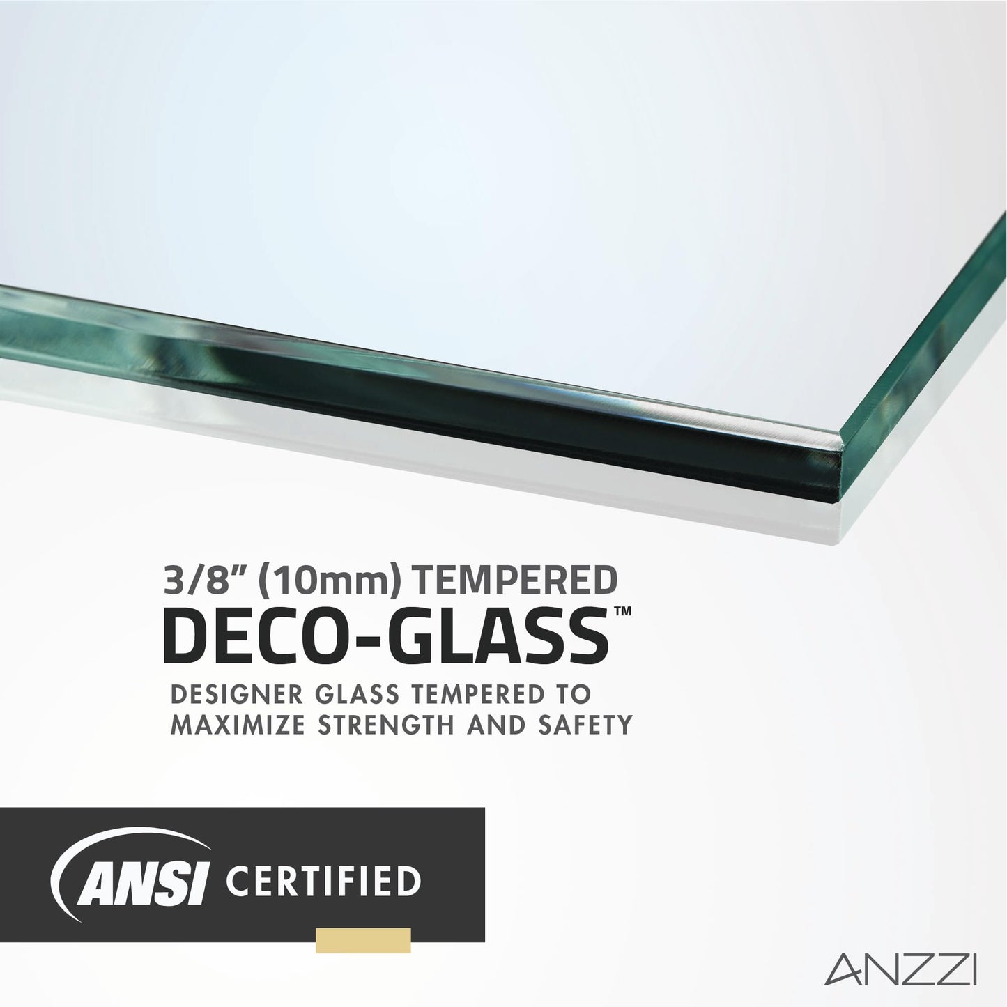 ANZZI Frameless Fixed Shower Door 34 in. x 74 in. Matte Black Clear Tempered Glass Panel with Tsunami Guard Coating, Reversible Screen Design, Hardware Included, ANSI Certified | SD-AZFL06001MB