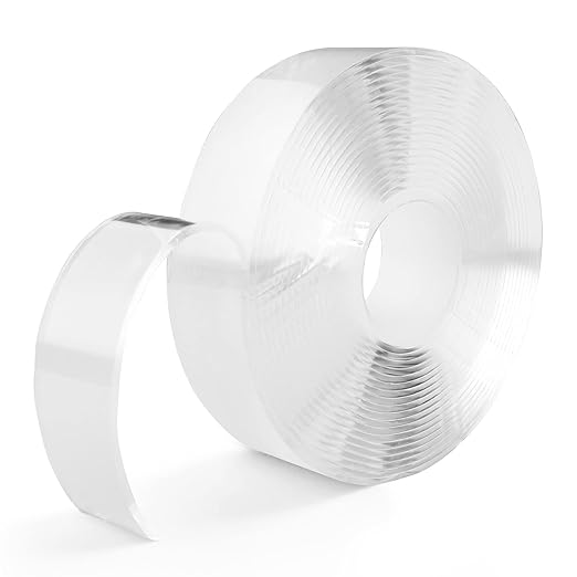 Double-Sided Tape Heavy Duty 16.5 FT x 1.18 in – Clear Removable Mounting Tape for Walls, Carpet, Rugs, Posters – Reusable, No-Residue, Indoor/Outdoor Nano Gel Grip