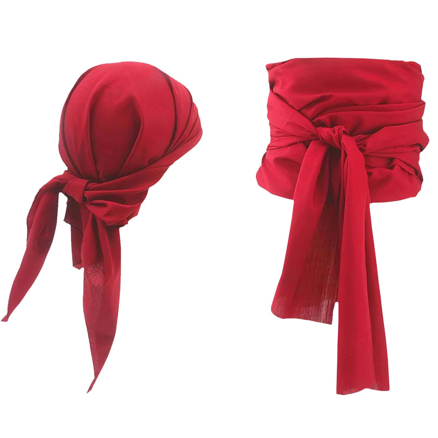Vimilove 2 PCS Men Pirate Costume Accessories Set Women Pirate Hat Halloween Pirate Head Scarf Pirate Sash Belt Renaissance Accessories Cosplay (Red)