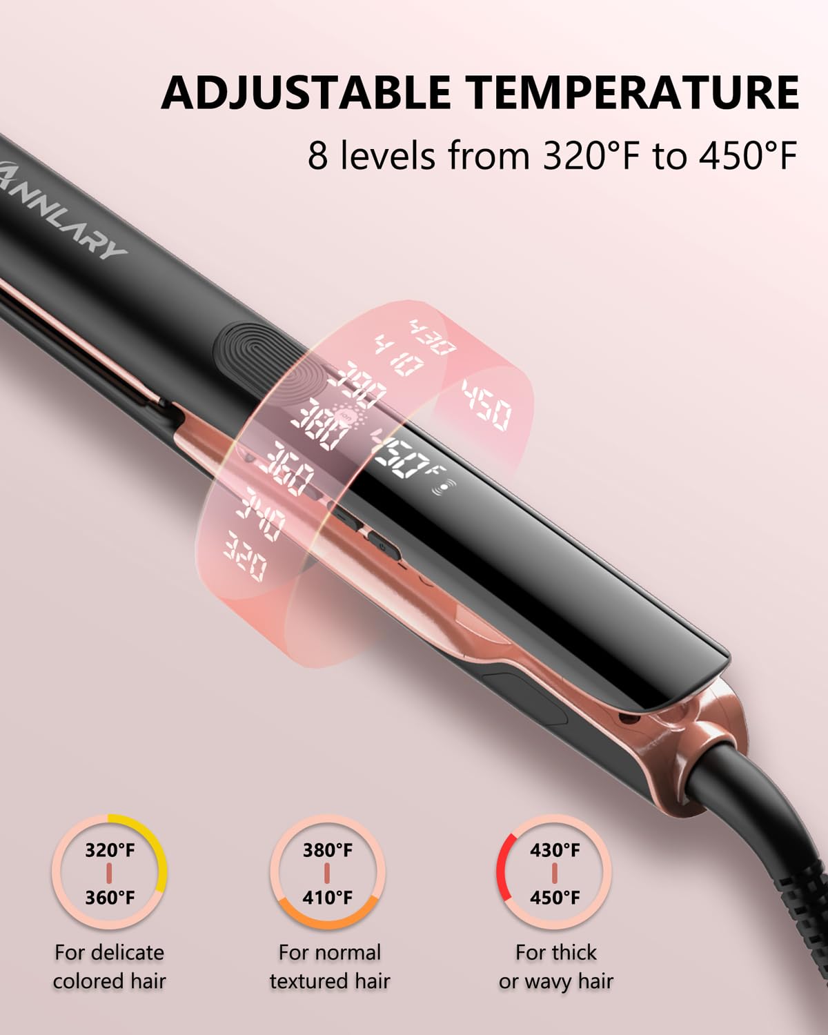Annlary Hair Straightener 1 Inch Flat Iron and Curler 2 in 1 Titanium Ceramic Ionic Dual Voltage Straightener with Heat-Resistant Silicone, for Less Frizz, Shinier & Smoother