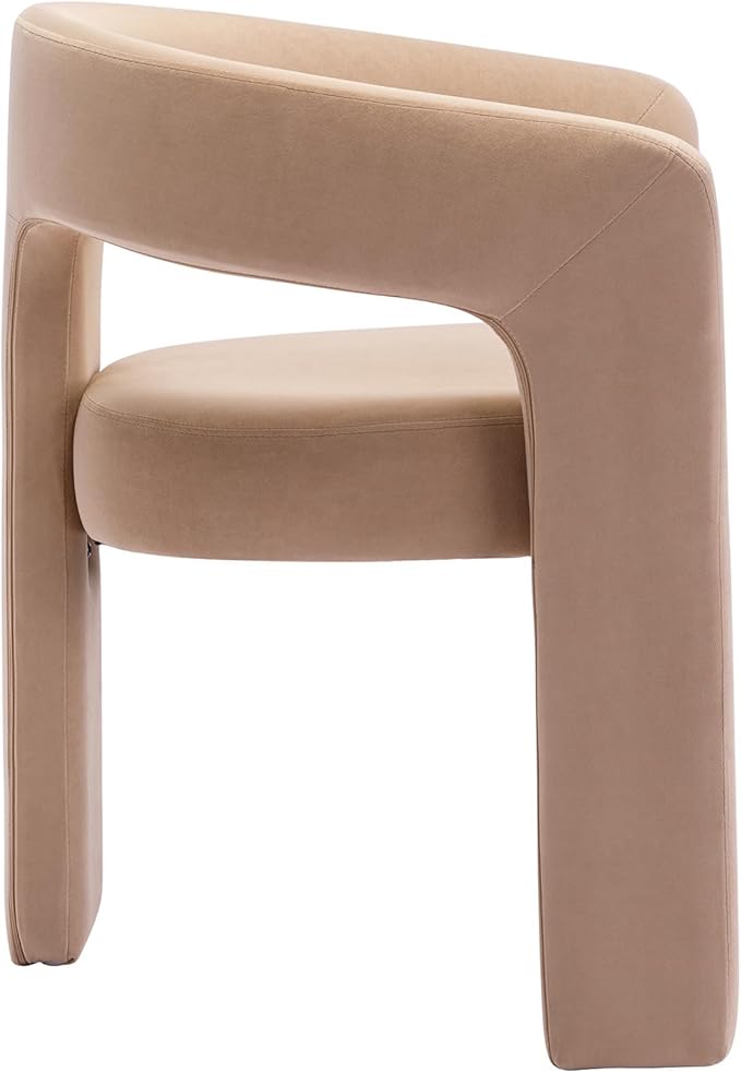 DAYALANE Modern Barrel Dining Chairs Set of 2, Upholstered Kitchen Chairs with Arms Comfy Velvet Side Chair for Living Room/Dining Room/Reception, Khaki