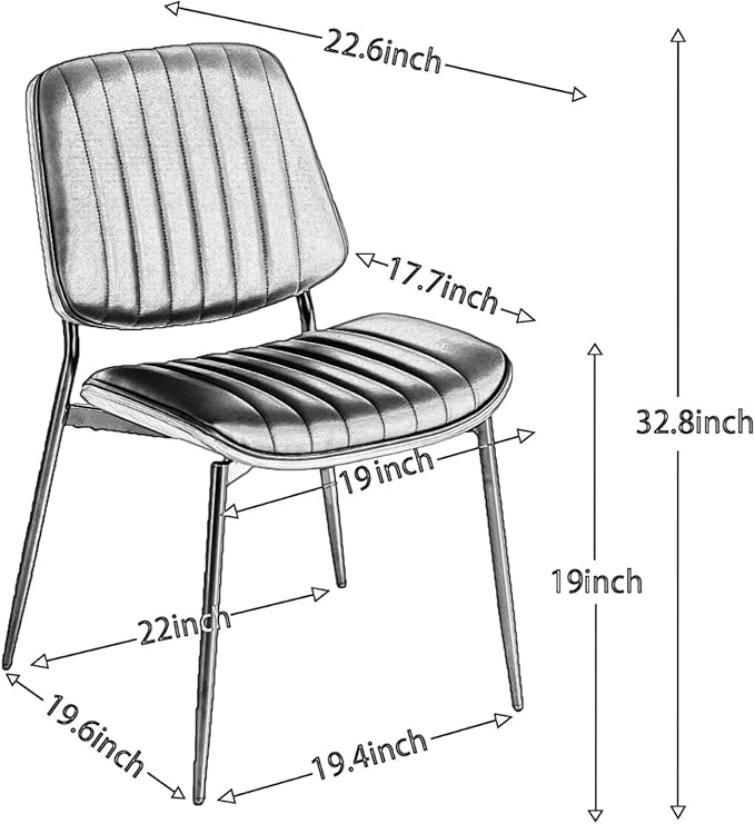 YaFiti Dining Chairs Set of 2, Mid Century Modern Accent Dining Room and Kitchen Chairs, Upholstered PU Leather Vertical Stripe Chairs for Vanity with Walnut Bentwood and Metal Legs, Beige
