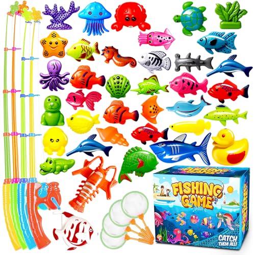 Goody King Magnetic Fishing Game Pool Toys for Kids - Bath Outdoor Indoor Carnival Party Water Table Toys Fish for Kids Ag...