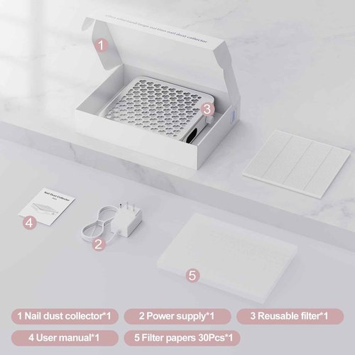 48W Cordless Nail Dust Collector with 10 Speed Settings, Powerful Suction Nail Vacuum for Manicure Table, Resin/Nail Dust Cleaner for Acrylic & Gel Nails, Salon & Home Use