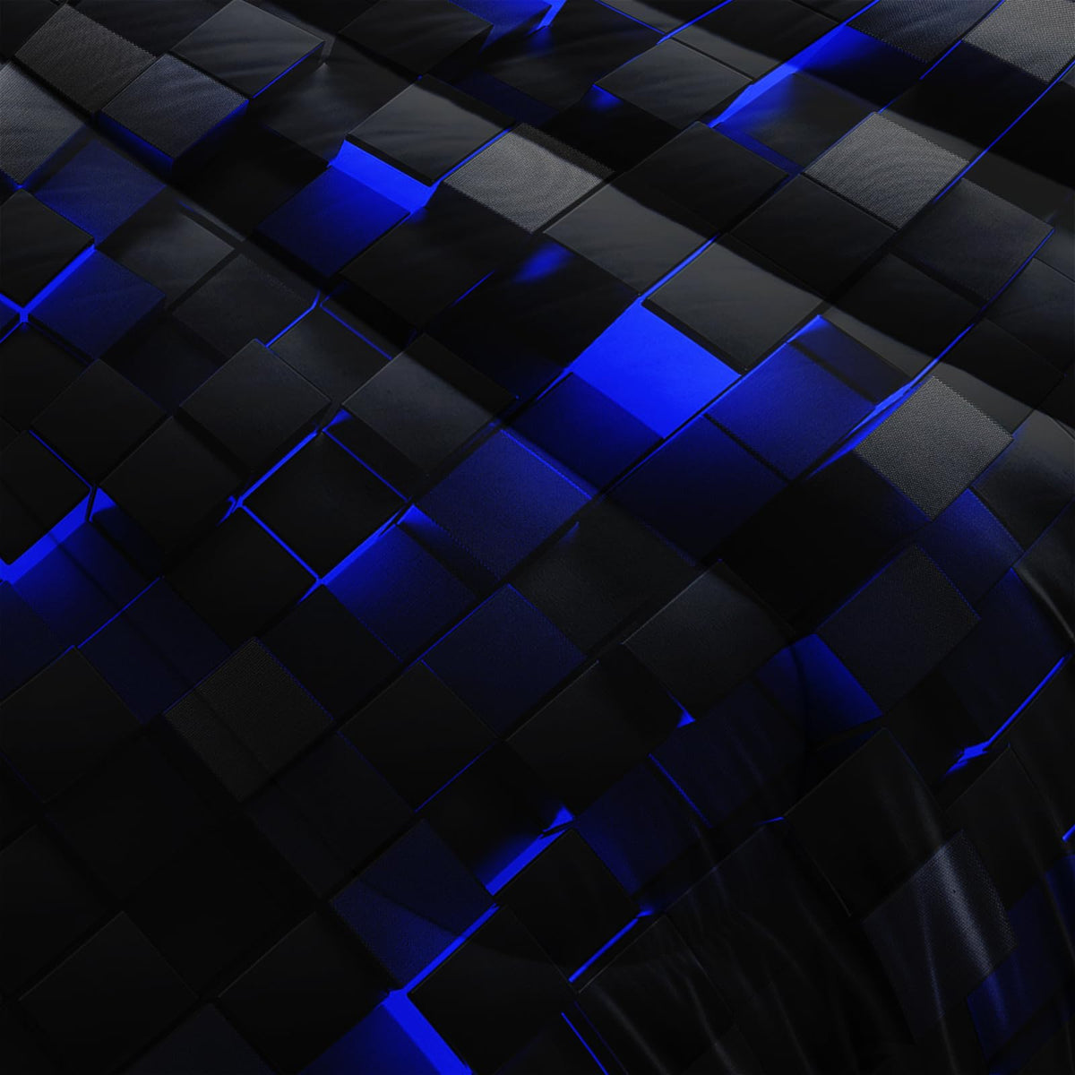 Nttopship Geometric Blue Black Comforter Set,Light Honeycomb 3 Piece Bedding Set Queen Size for Teen Boys,Modern Quilt Set Geometry Decor,Microfiber Lightweight 1 Comforter 2 Pillowcases All Season