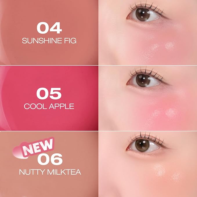 PERIPERA SYRUPY TOK CHEEK 5 Colors, Liquid Blush, Dewy Finish and Hydrates All day, Soft Velvet Texture Face Cheek Tint (05 COOL APPLE, One Size)
