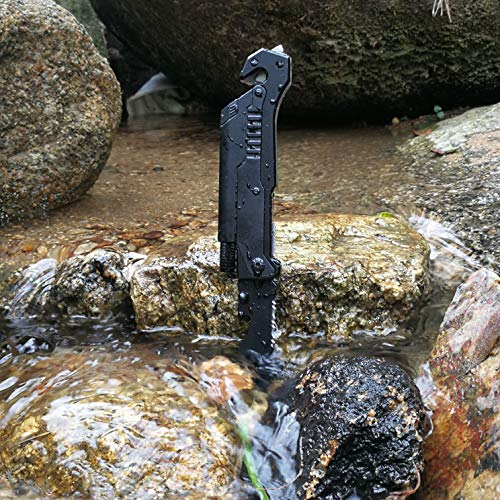 ALBATROSS 6-in-1 Survival Tactical Military Folding Pocket Knives with LED Light,Seatbelt Cutter,Glass Breaker,Magnesium F...