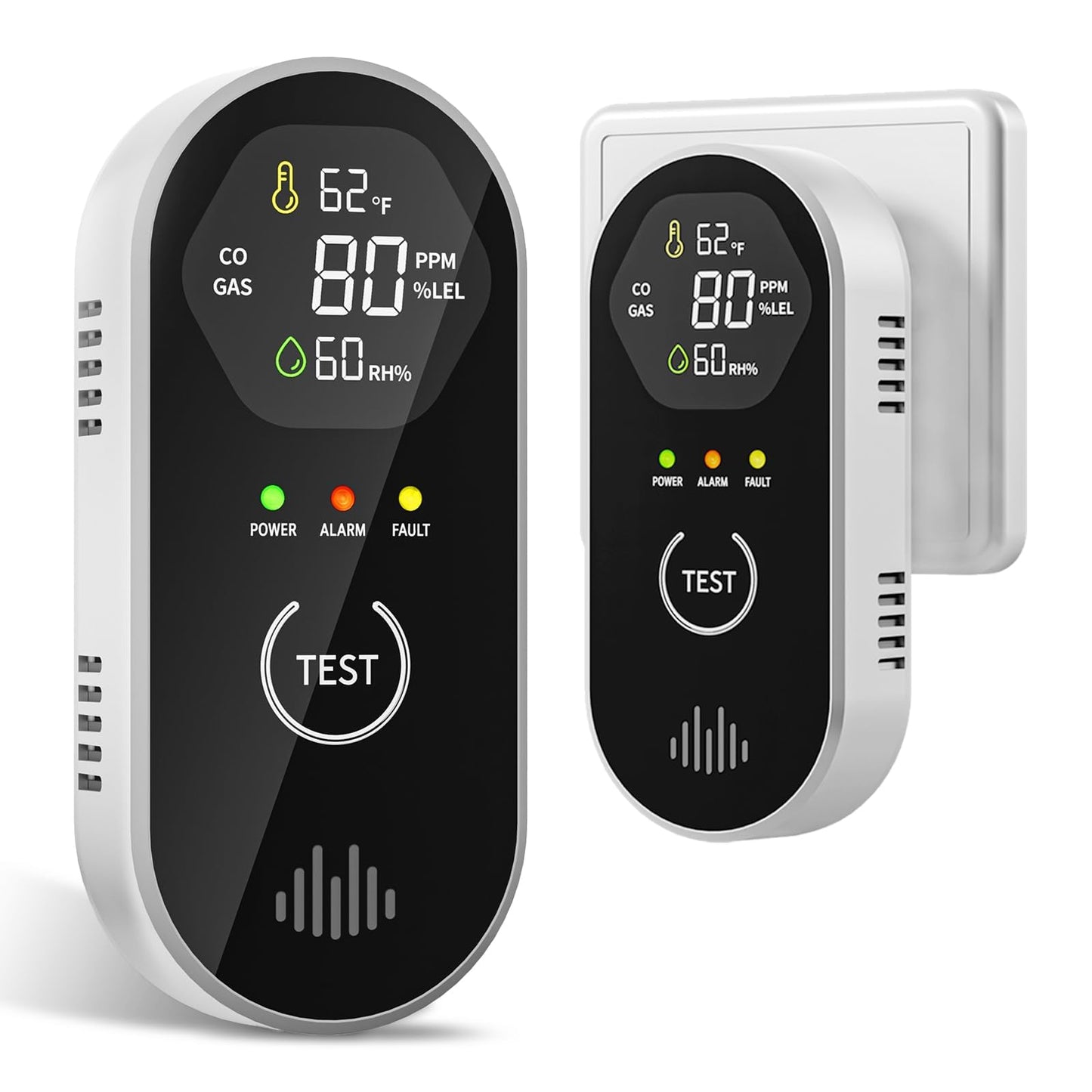2 Packs Carbon Monoxide Detectors, 4-in-1 CO & Natural Gas Detection Plug-in, 85dB Warning with Digital Screen, Easy Installation for RV/Bedroom/Office,Provides Reliable Daily Monitoring