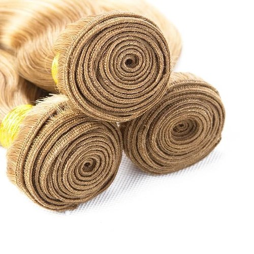 Giginger Bundles Human Hair P27/613 Blonde Deep Wave Human Hair Bundles 20 22 24 Inch Highlight Honey Blonde Unprocessed Quick Weave Soft Sewn In Hair Extensions for Black Women